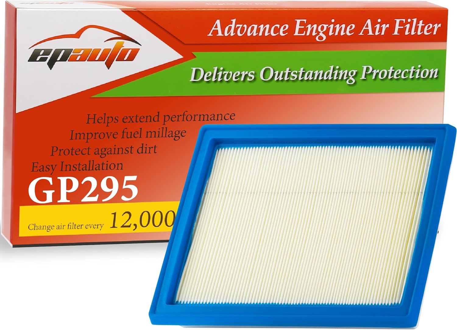 EPAuto GP295 (CA12295) Engine Air Filter Replacement for Subaru Crosstrek, Forester, Outback, Impreza, Ascent, Legacy, WRX, Mitsubishi Outlander PHEV – Fits Select Models 2017–2025 Rigid Panel Filter