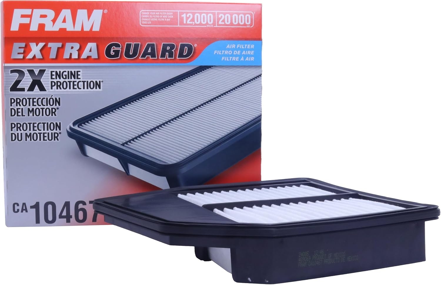 FRAM Extra Guard CA10467 Replacement Engine Air Filter for Select Honda Accord and Crosstour (2.4L), Provides Up to 12 Months or 12,000 Miles Filter Protection