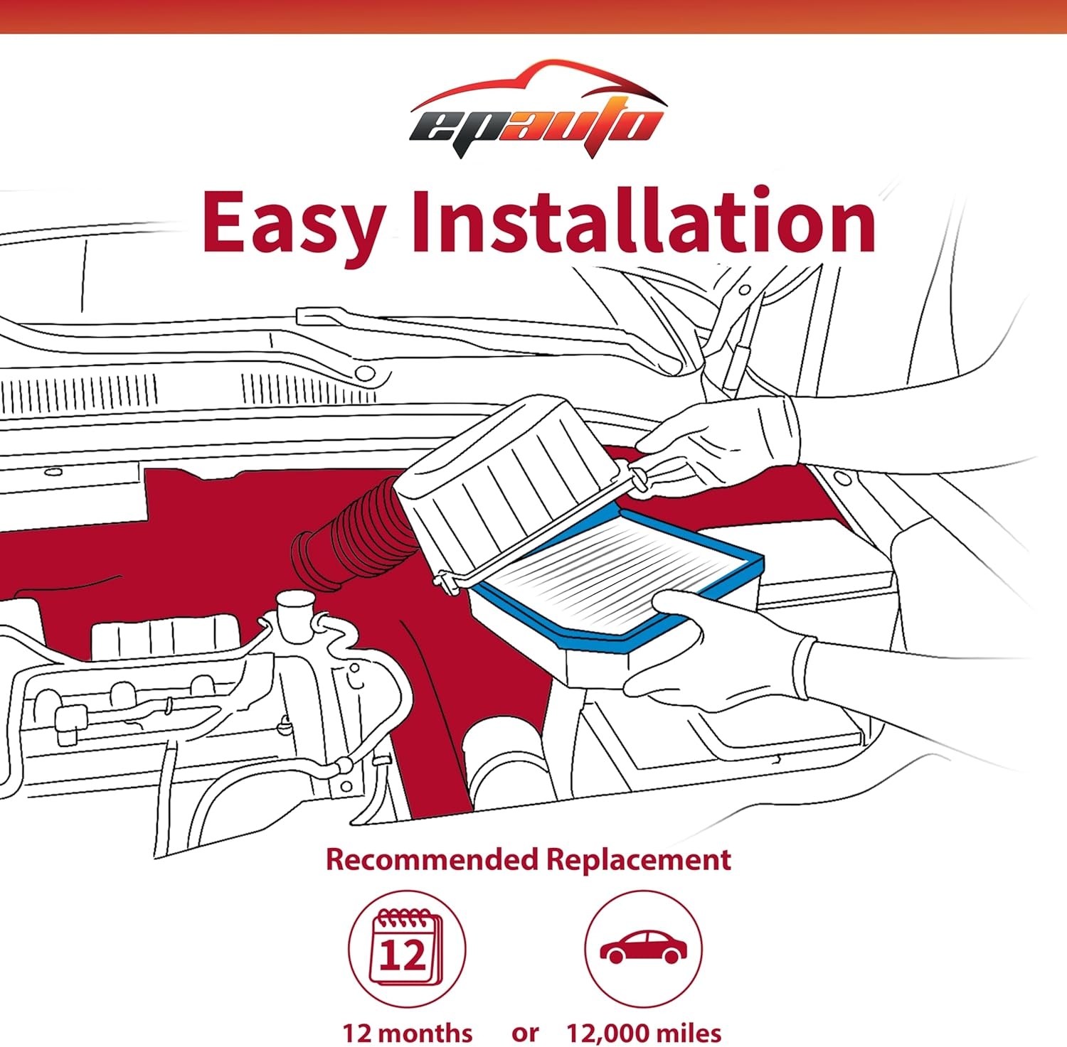 EPAuto GP171 (CA10171) Engine Air Filter, Replacement for Toyota Camry L4 Gas (2007–2017), Venza L4 Gas (2009–2016) – Rigid Panel Filter for 2.4L/2.5L Engines - Image 4