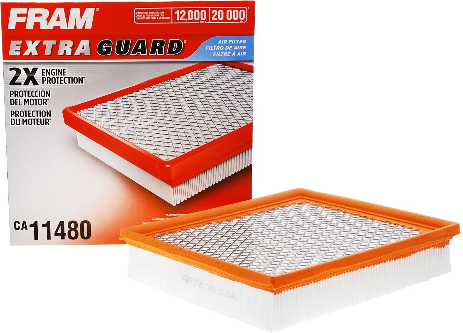 FRAM Extra Guard CA11480 Replacement Engine Air Filter for Select Ford and Lincoln Models, Provides Up to 12 Months or 12,000 Miles Filter Protection - Image 2