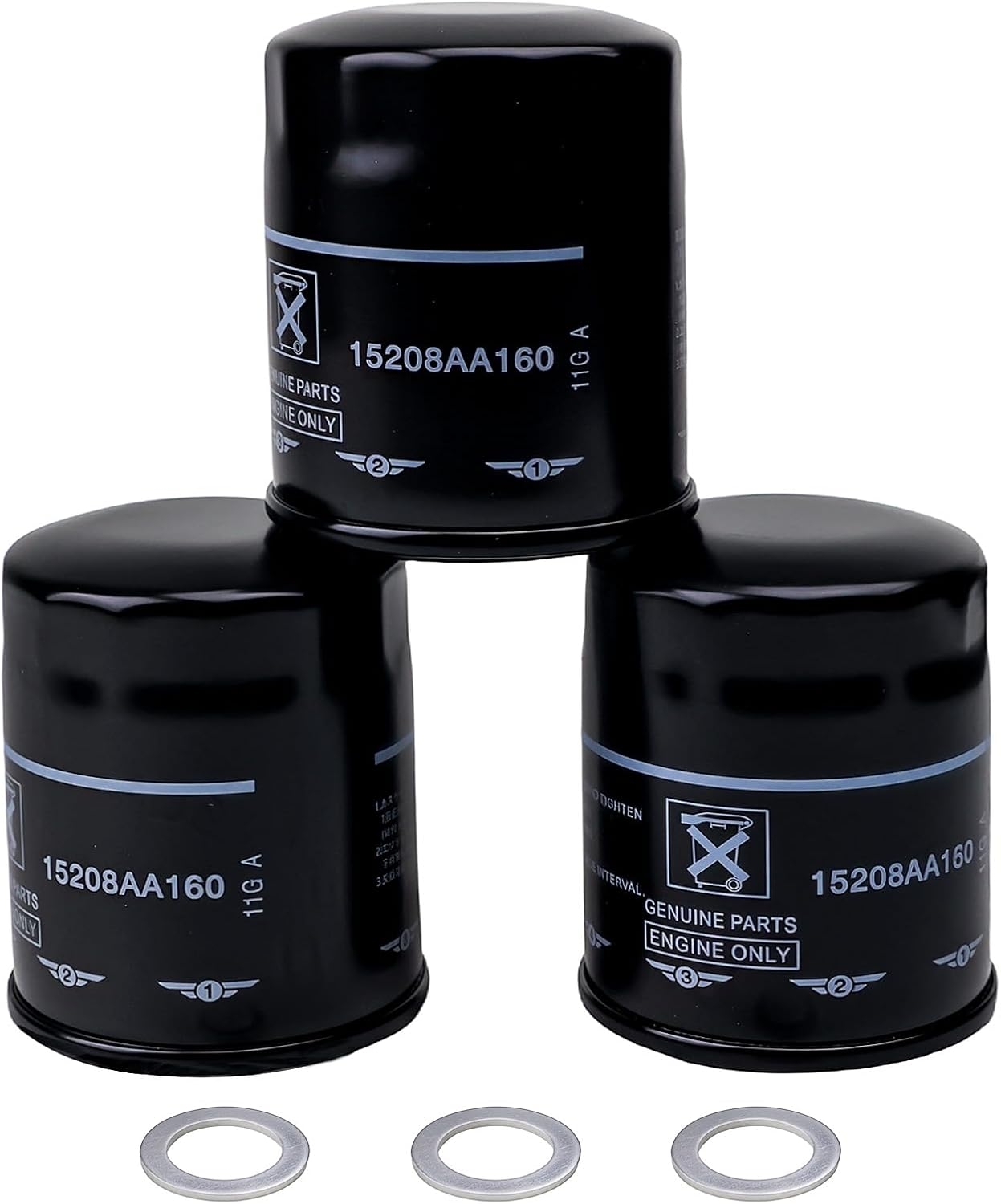 15208AA21A Engine Oil Filters Fit for Subaru 2013-25 Outback & Legacy, 2012-25 Impreza, 2011-25 Forester, 2016-25 Crosstrek, 2013-25 XV Crosstrek, 2019-25 Ascent Replace 15208AA160,15208AA20A(3 Pack)