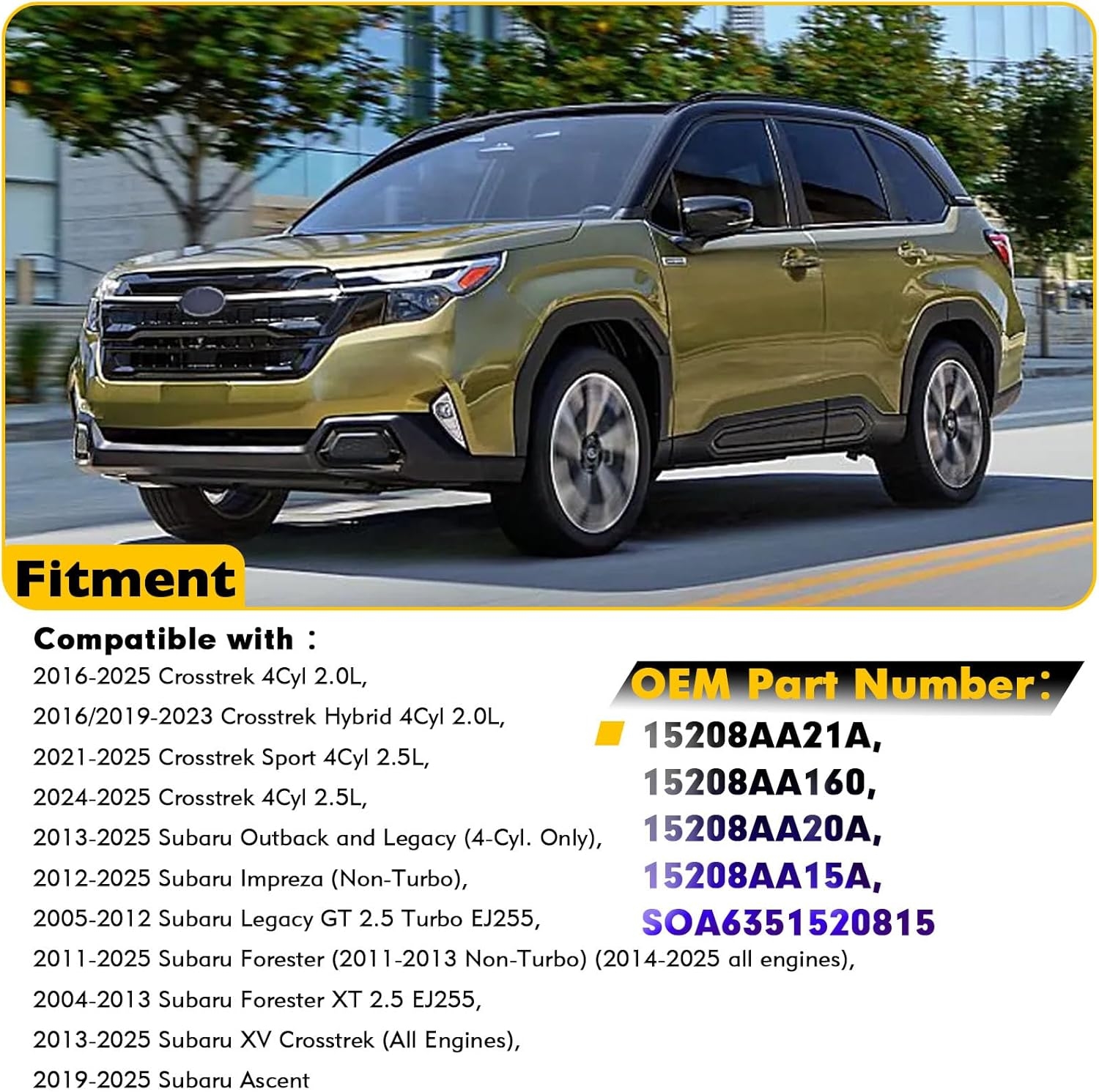 15208AA21A Engine Oil Filters Fit for Subaru 2013-25 Outback & Legacy, 2012-25 Impreza, 2011-25 Forester, 2016-25 Crosstrek, 2013-25 XV Crosstrek, 2019-25 Ascent Replace 15208AA160,15208AA20A(3 Pack) - Image 3