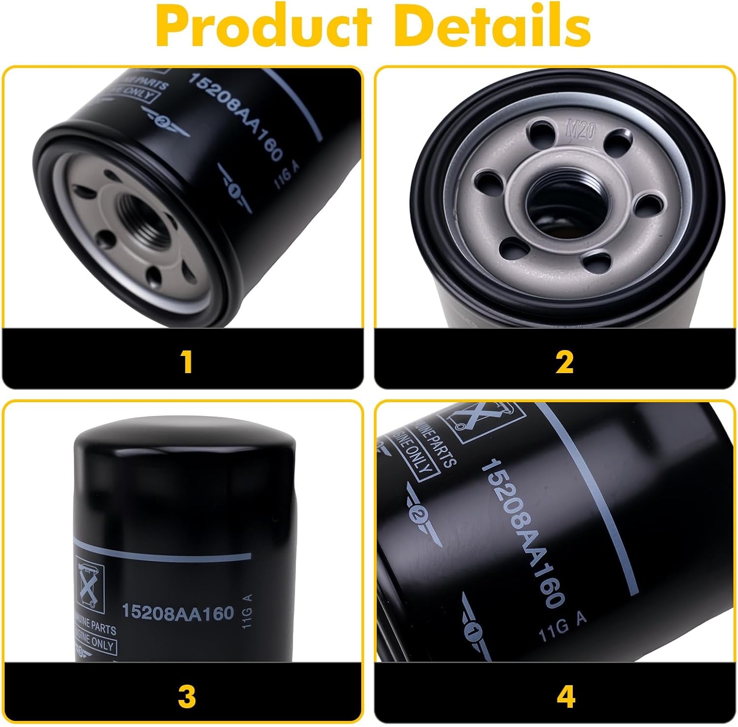 15208AA21A Engine Oil Filters Fit for Subaru 2013-25 Outback & Legacy, 2012-25 Impreza, 2011-25 Forester, 2016-25 Crosstrek, 2013-25 XV Crosstrek, 2019-25 Ascent Replace 15208AA160,15208AA20A(3 Pack) - Image 4