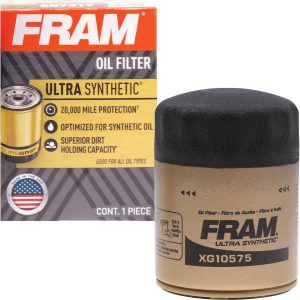 FRAM Ultra Synthetic Automotive Replacement Oil Filter, Designed for Synthetic Oil Changes Lasting up to 20k Miles, XG10575 with SureGrip (Pack of 1)
