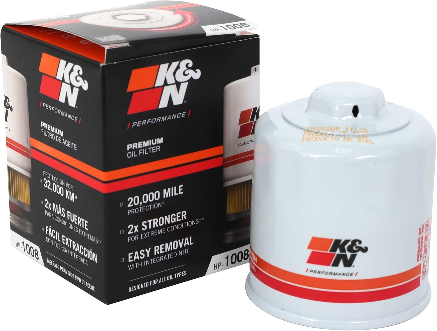 K&N Premium Oil Filter: 20,000 Mile Engine Protection with Wrench Off Nut: Compatible with Select 1990-2023 INFINITI/MAZDA/NISSAN/SUBARU Vehicle Models (See Description for Select Models), HP-1008