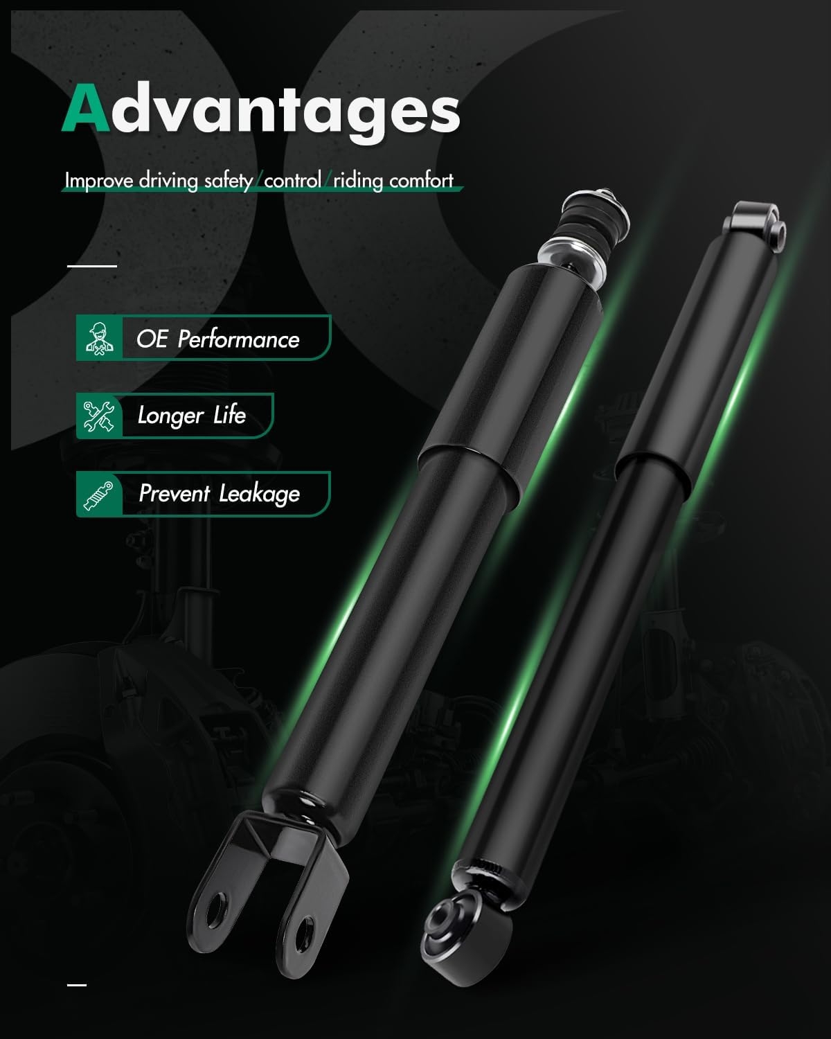 Shocks,SCITOO Front Rear Gas Struts Shock Absorbers Accessories Fit for 2000 2001 2002 2003 2004 2005 2006 for Chevy Suburban 1500/for Tahoe GMC Yukon/for Yukon XL 1500 344381 344384 Set of 4 - Image 2