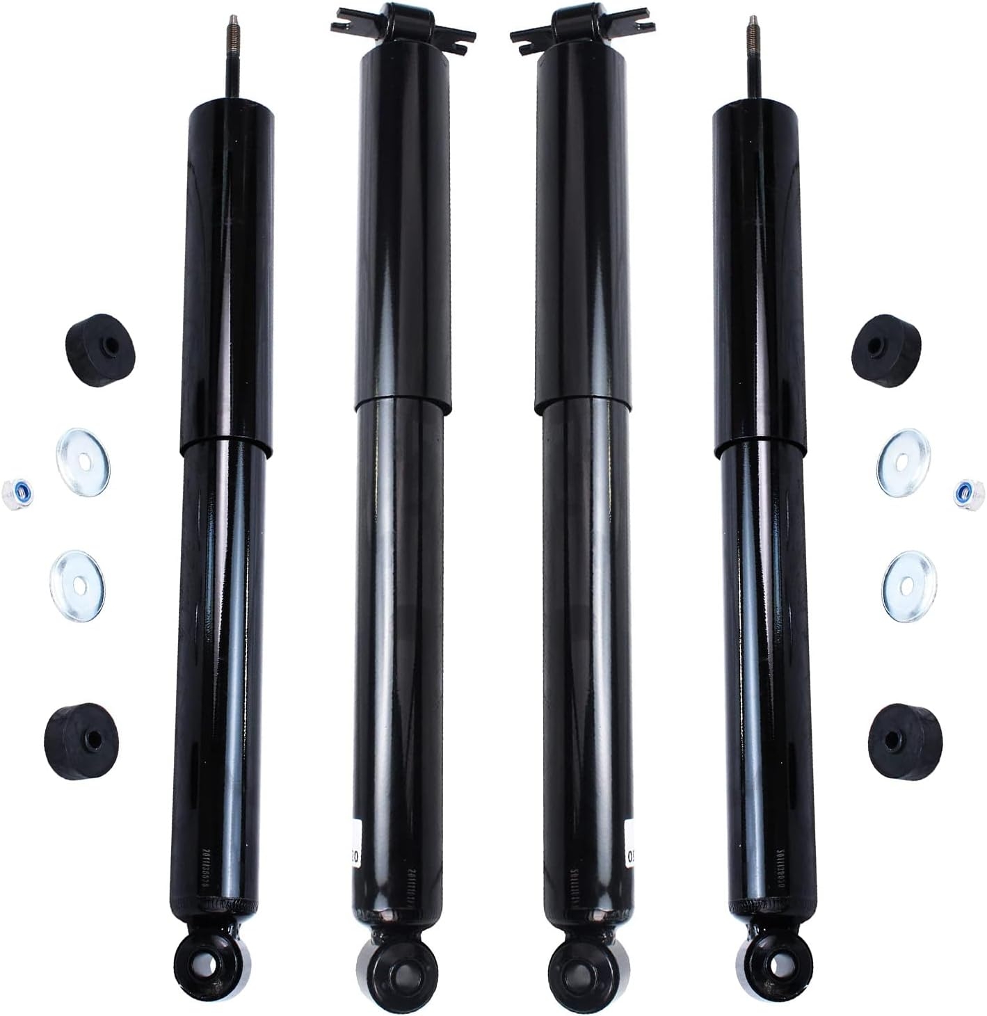 Detroit Axle - Front and Rear Shock Absorbers for 2007-2017 Jeep Wrangler, 2018 Wrangler JK 4 Complete Shock Absorber Assembly 2008 2009 2010 2011 2012 2013 2014 2015 2016 Replacement