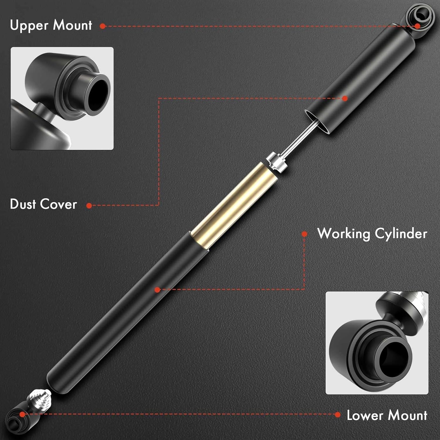 A-Premium Front Shock Absorber Compatible with Hummer H3 2006-2010, 2-PC Set - Image 2