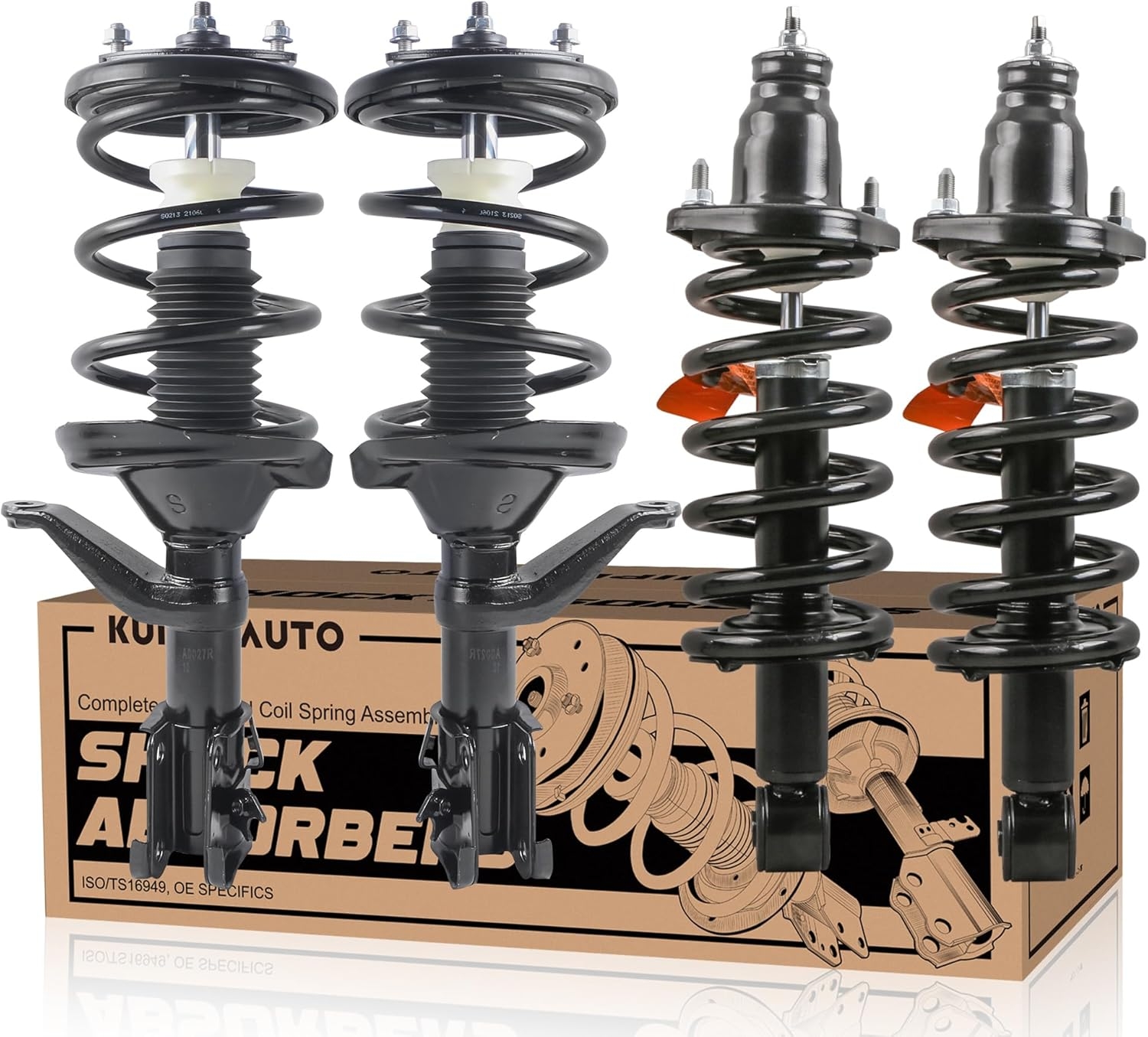 KUIPERAUTO 172143 172144 171380R 171380L Complete Rear Struts Coil Spring Assembly Compatible for Honda CR-V CRV 2002-2006 Rear Pair Set Replacement Shock Absorbers