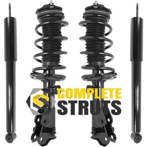 COMPLETESTRUTS – Front Complete Strut Assemblies with Coil Springs and Rear Shock Absorbers Replacement for 2012 Honda Civic Sedan – Set of 4, black