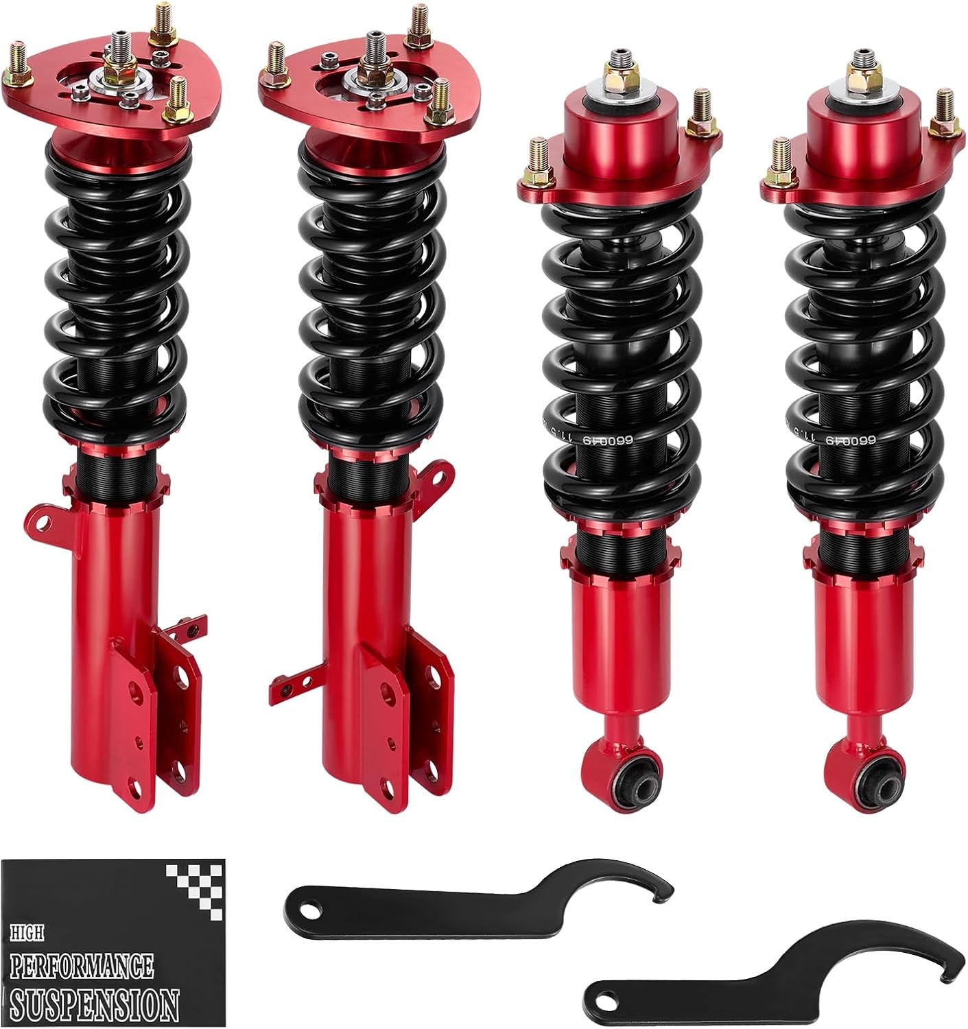 BDFHYK Coilovers Compatible with Ford Mustang 1994-2004 Shock Absorber Replacement 4 PCS, Adjustable Height Coilovers Suspension Kit Lowering Kit, Red - Image 3