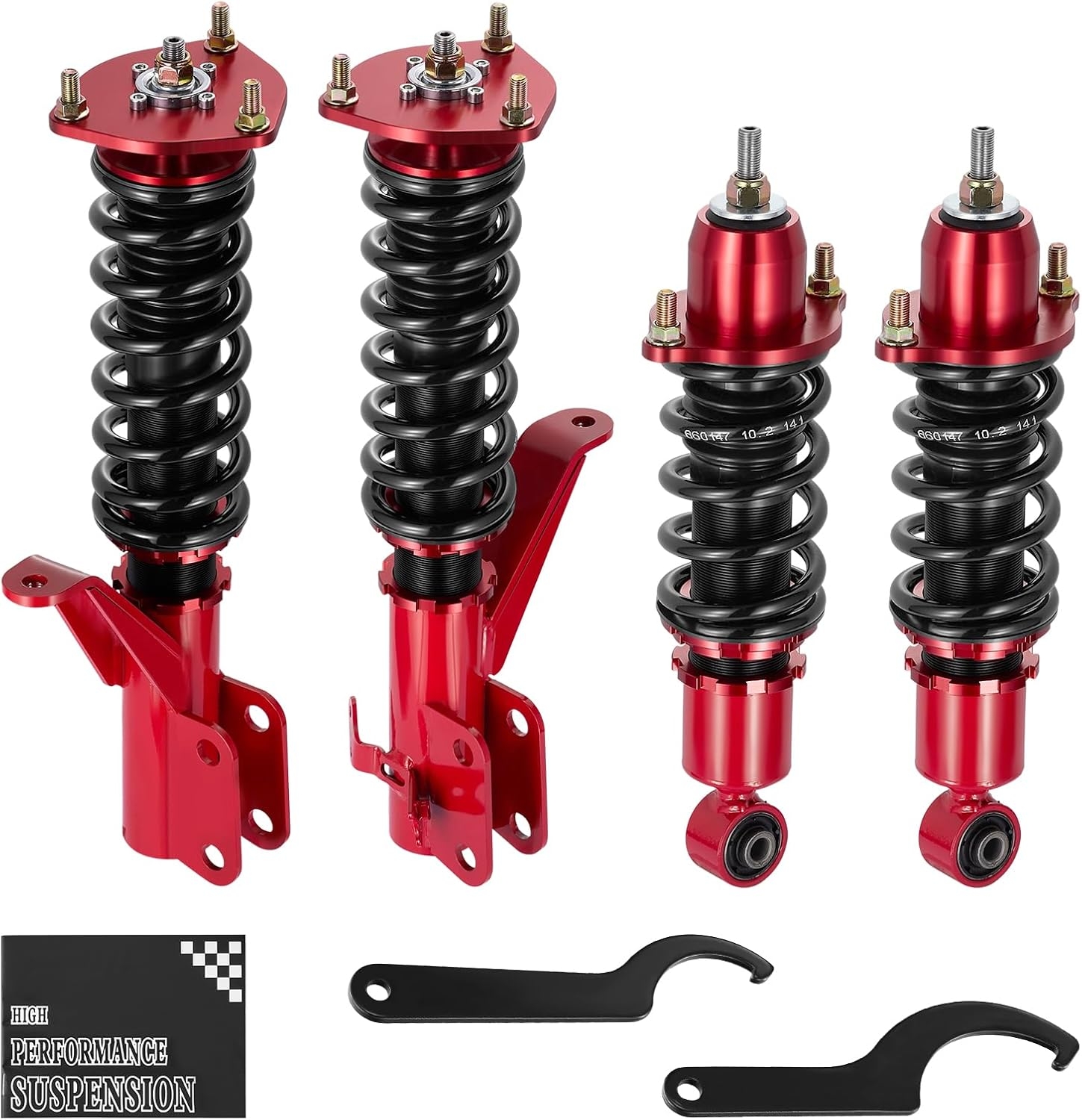 BDFHYK Coilovers Compatible with Ford Mustang 1994-2004 Shock Absorber Replacement 4 PCS, Adjustable Height Coilovers Suspension Kit Lowering Kit, Red - Image 4