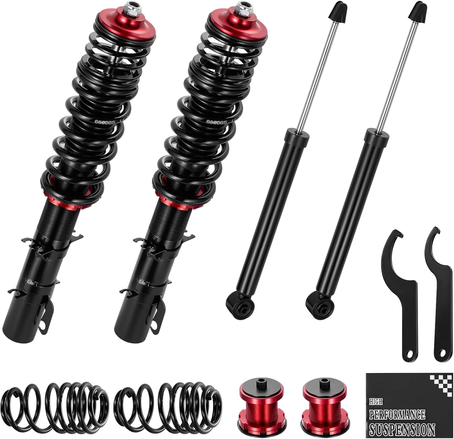 BDFHYK Coilovers Compatible with Ford Mustang 1994-2004 Shock Absorber Replacement 4 PCS, Adjustable Height Coilovers Suspension Kit Lowering Kit, Red - Image 5