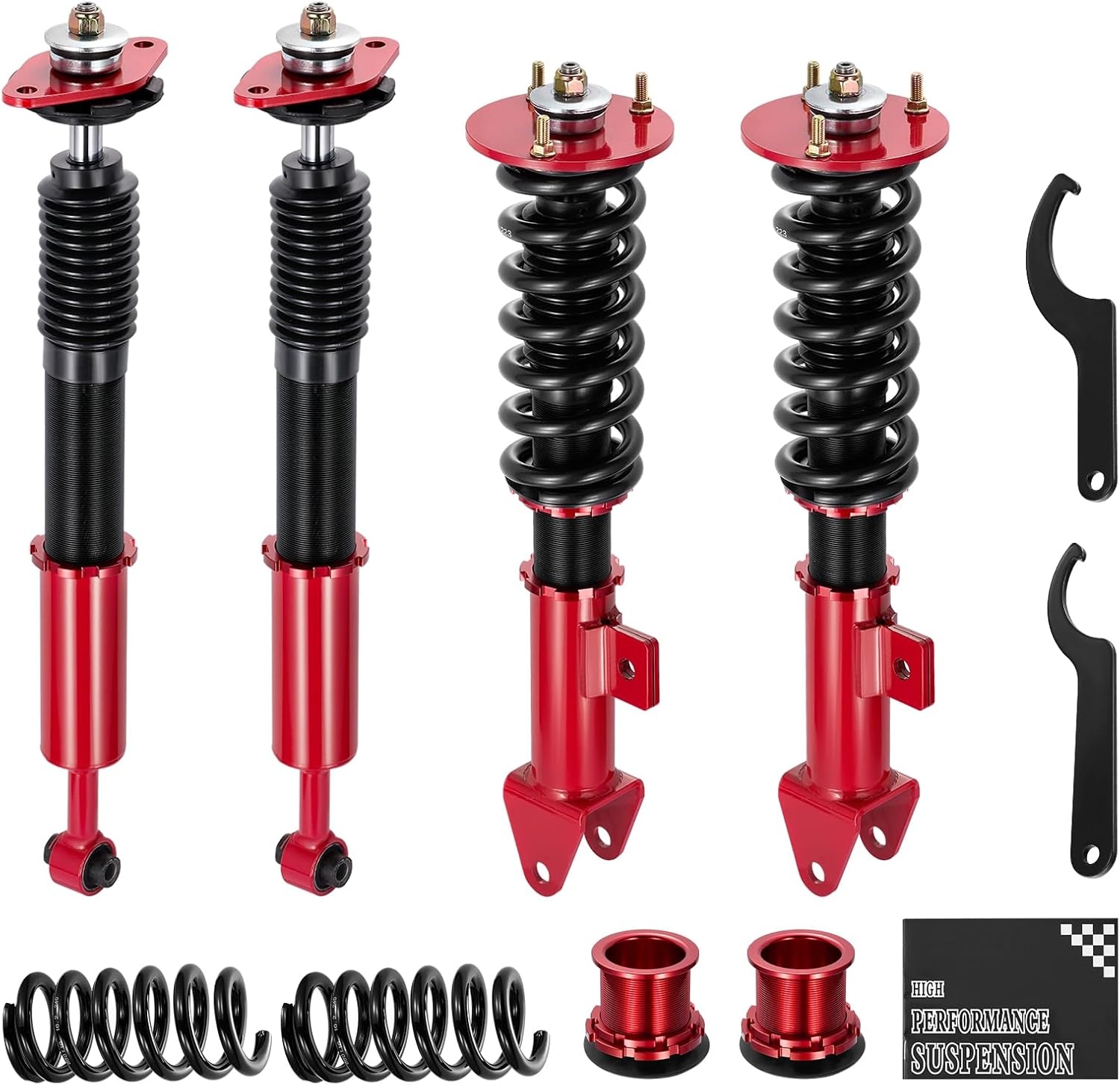 BDFHYK Coilovers Compatible with Ford Mustang 1994-2004 Shock Absorber Replacement 4 PCS, Adjustable Height Coilovers Suspension Kit Lowering Kit, Red - Image 6