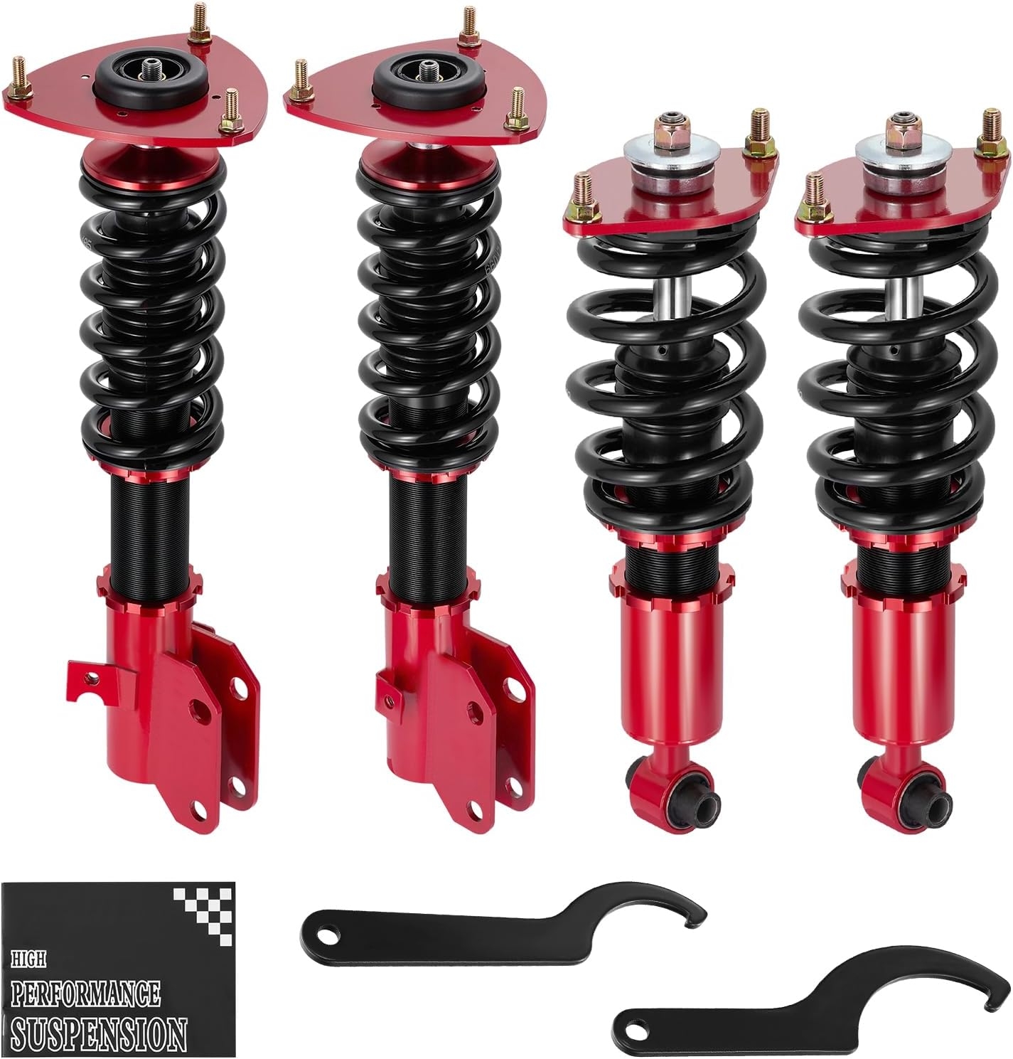 BDFHYK Coilovers Compatible with Ford Mustang 1994-2004 Shock Absorber Replacement 4 PCS, Adjustable Height Coilovers Suspension Kit Lowering Kit, Red - Image 7