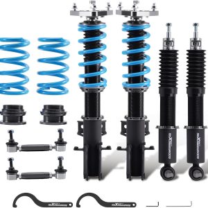maXpeedingrods Coilover for Ford Mustang (S550) 2015-2023, 24 Levels Damper Adjustable Coilovers Suspension Kit Strut, Ride Height Adjustable Shock Absorber Struts, T6 Upgraded Lowering Kits Blue