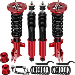 ASTOU Adjustable Coilover Struts Fit for Ford for Mustang 2005-2014 Replace Coilover Struts Shock Struts Kits Assembly(Red)
