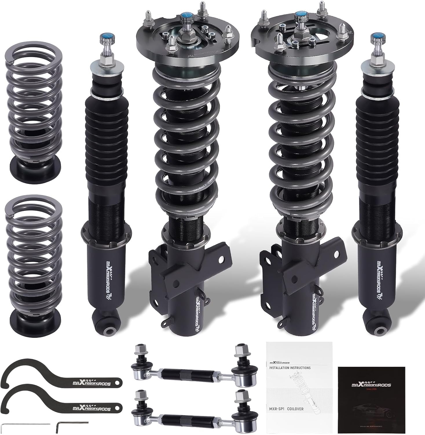 maXpeedingrods Coilover for Ford Mustang S-197 2005-2014, 24 Levels Damper Adjustable Coilovers Suspension Kit, Height Adjustable Shock Absorber Struts, T7 Upgrade Racing Lowering Kit
