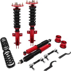 KILOAUTO Adjustable Coilovers Suspension Kit fit for 2005-2014 Ford for Mustang Coilover Struts Spring Shocks(Red)
