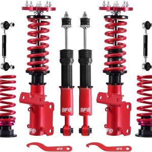 BFO Coilovers for Ford Mustang (GT) S-197 2005-2014, Height Adjustable Coilovers Suspension Kit, Preset Damping Shock Absorber Struts, Lowering Kit Red