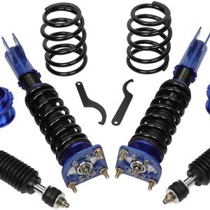 ANGLEWIDE Adjustable Height Coilovers Struts Front And Rear Fit for 1994-2004 for Ford for Mustang Coil Spring Over Shock (Set of 4) – Blue
