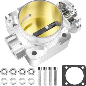 Aluminum Silver Throttle Body 70MM Car Turbo Electric Throttle Control Compatible with Mitsubishi Evo 4 5 6 4G63 Uprated with Gasket Mounting Hardware
