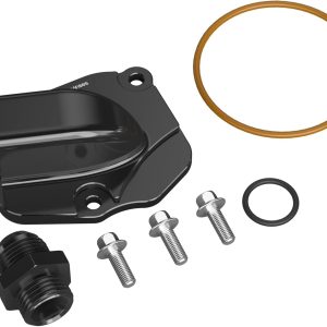 Bevinsee K20 K24 Timing Chain Tensioner Oil Return Plate Cover with AN10 Turbo Oil Drain, Compatible with Honda K-Series Engines, Aluminium