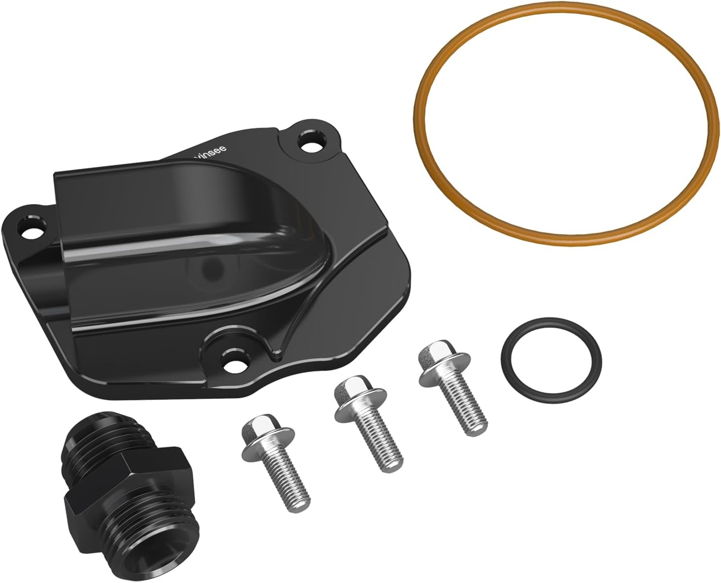 Bevinsee K20 K24 Timing Chain Tensioner Oil Return Plate Cover with AN10 Turbo Oil Drain, Compatible with Honda K-Series Engines, Aluminium