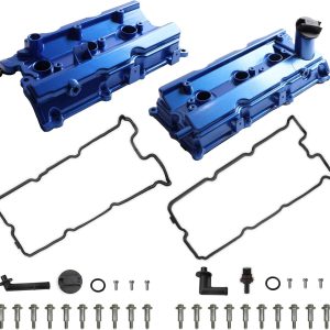 MITZONE Upgrade Aluminum Valve Cover Set Compatible with Nissan 350Z Infiniti FX35 G35 M35 FX35 G35 3.5L 2003-2008 Replace 13264AM600 13264AM610