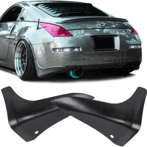 Compatible with/Replacement for Rear Bumper Lip, JDM Style PU Rear Lip Mud Splash Guards Black, Fits 2003 2004 2005 2006 2007 2008 2009 Nissan 350Z Z33 Fairlady Z Coupe