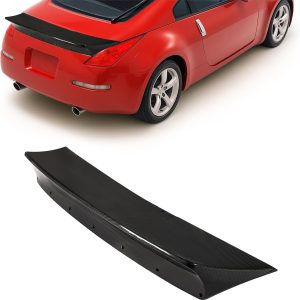 Trunk Spoiler Compatible with 2003-2008 Nissan 350Z Z33 2-Door V Type Tail Wing Rear Trunk Lid Carbon Fiber Color