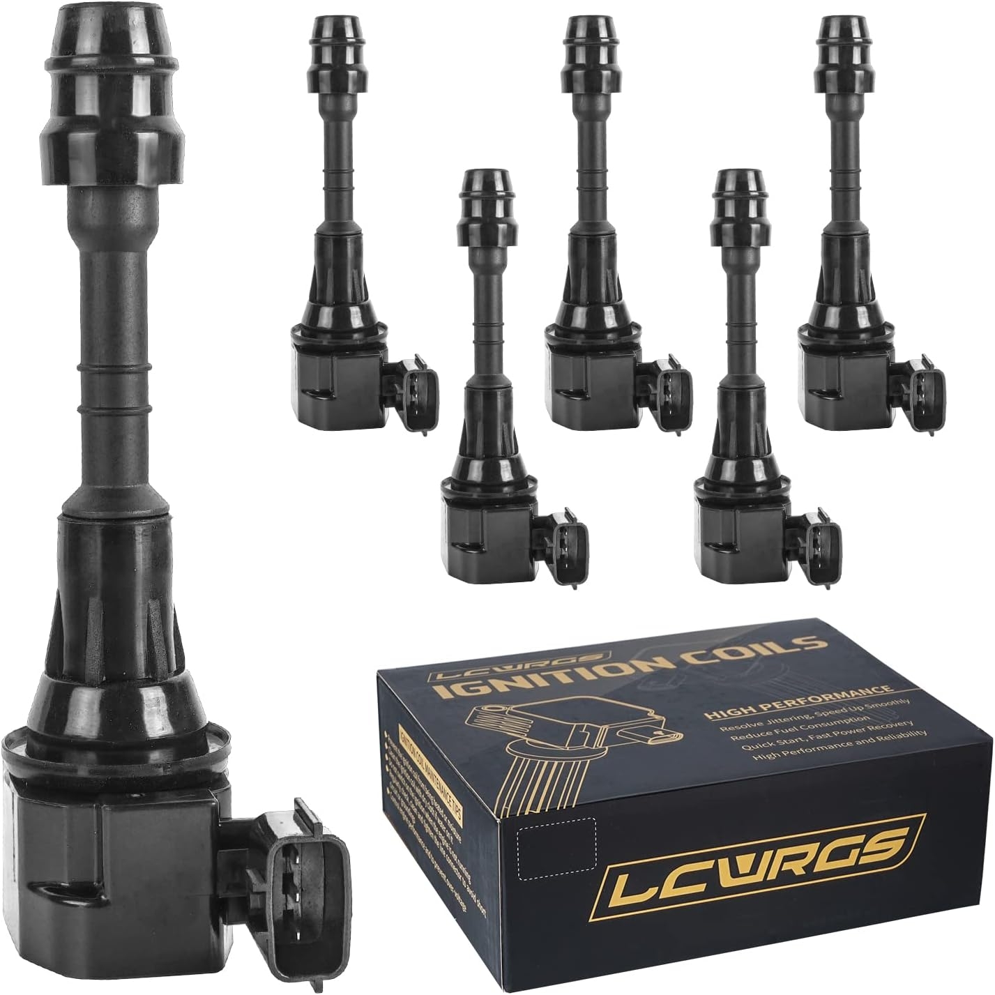 Set of 6 Ignition Coil Pack Fits for 2003 2004 2005 2006 2007 2008 Nissan 350Z Infiniti FX35 G35 M35 V6 3.5 Coil Packs Replaces UF401, 22448AL61C