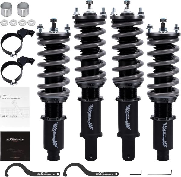 maXpeedingrods Racing Coilovers for Honda Civic 1988-2000, for Honda CR-X 1988-1991, for CR-X Delsol 93-97, for Acura Integra 1990-2001, 24 Levels Damping Adjustable Coilover, T7 Upgarded Lowering Kit
