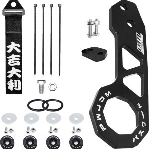 Rear Tow Towing Hook for Universal Car Auto Trailer Ring, Bumper Quick Release Front Rear Bumper Fasteners Aluminum Racing Trailer Hook(Good Luck, Black)