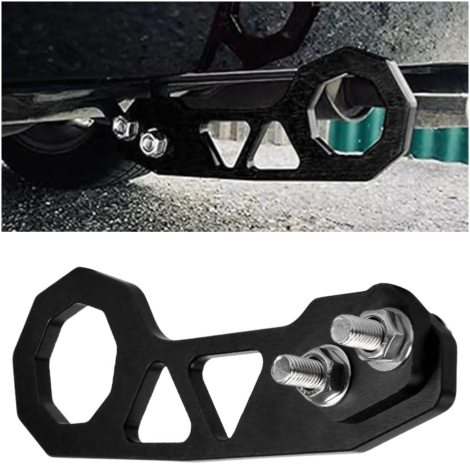 Universal Car Rear Tow Towing Hook, Aluminum Alloy Towing Hook Auto Trailer Ring, Car Rear Bumper Racing Trailer Hook, Car Decoration Accessories for Most Cars SUVs Trucks (Black)