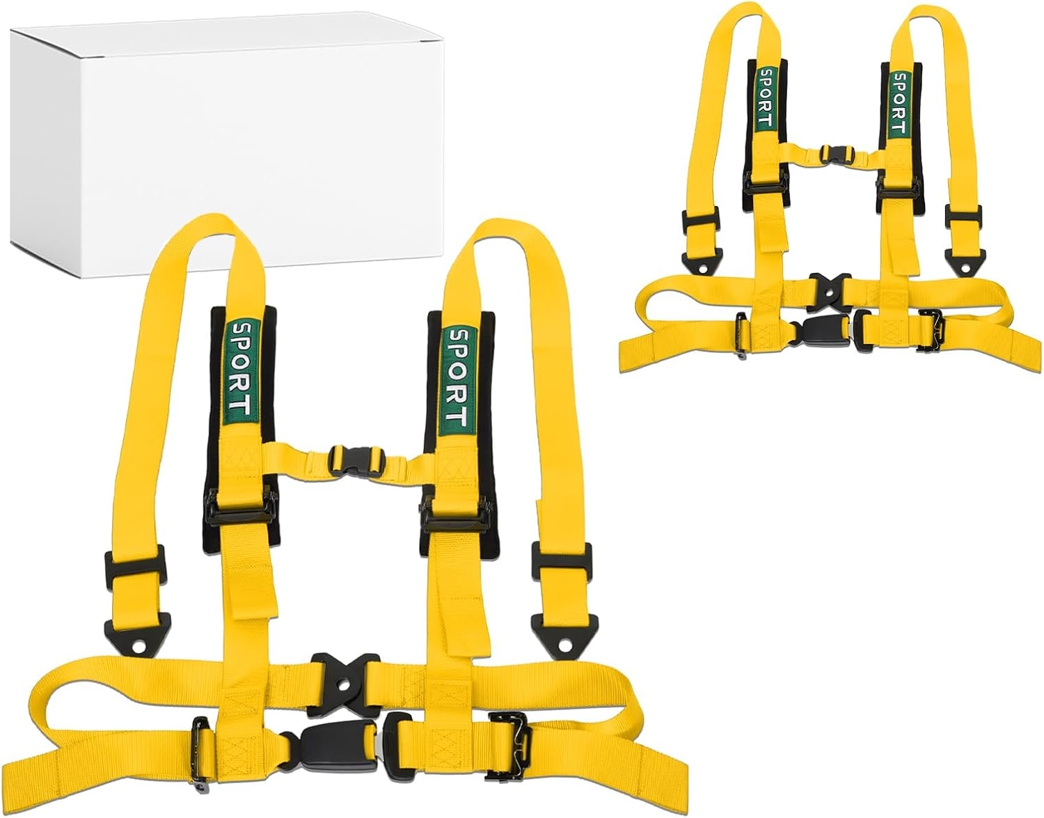 4 Point Bucket Racing Harness With Padding Heavy Duty Buckle Upgraded 2 Inch Black Straps UTV Harness 4 point Universal Adjustable for Adults Easy Install (Black) - Image 2