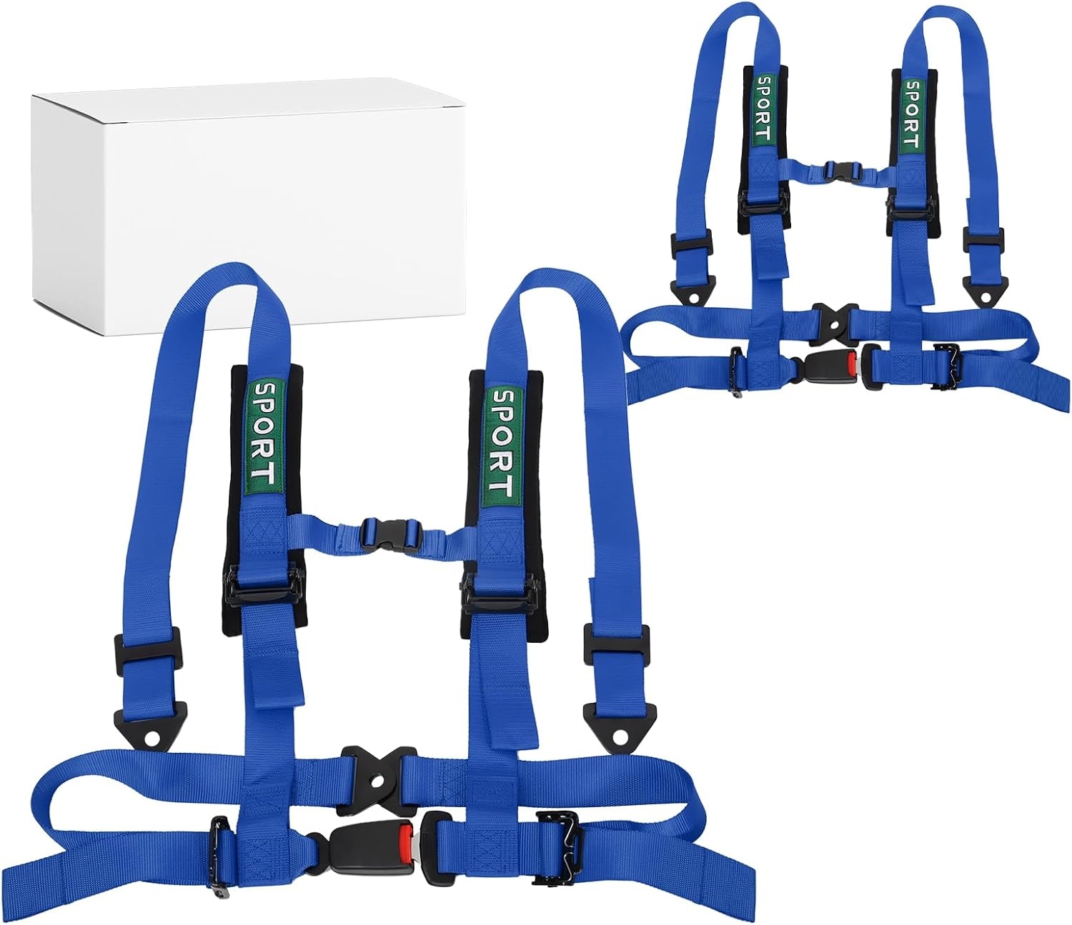 4 Point Bucket Racing Harness With Padding Heavy Duty Buckle Upgraded 2 Inch Black Straps UTV Harness 4 point Universal Adjustable for Adults Easy Install (Black) - Image 3