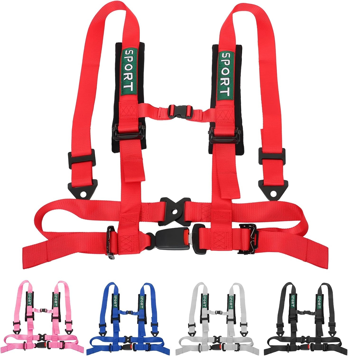 4 Point Bucket Racing Harness With Padding Heavy Duty Buckle Upgraded 2 Inch Black Straps UTV Harness 4 point Universal Adjustable for Adults Easy Install (Black) - Image 5