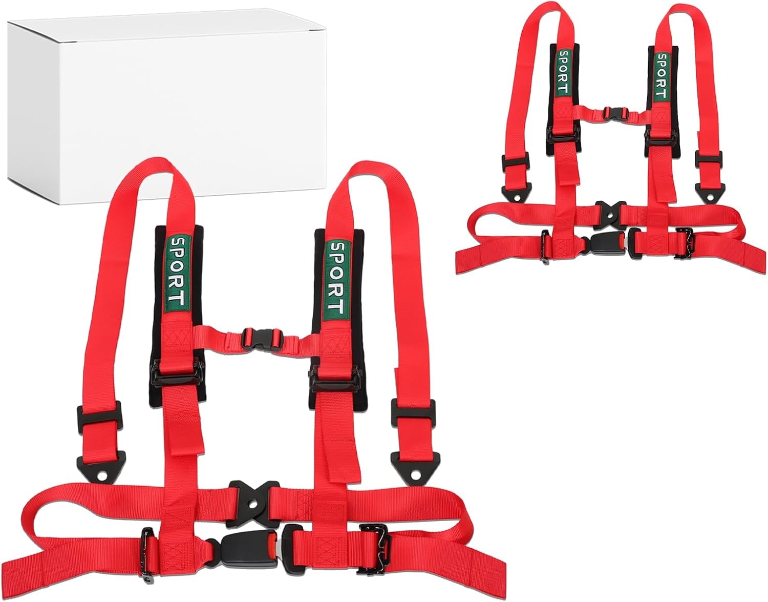 4 Point Bucket Racing Harness With Padding Heavy Duty Buckle Upgraded 2 Inch Black Straps UTV Harness 4 point Universal Adjustable for Adults Easy Install (Black) - Image 8