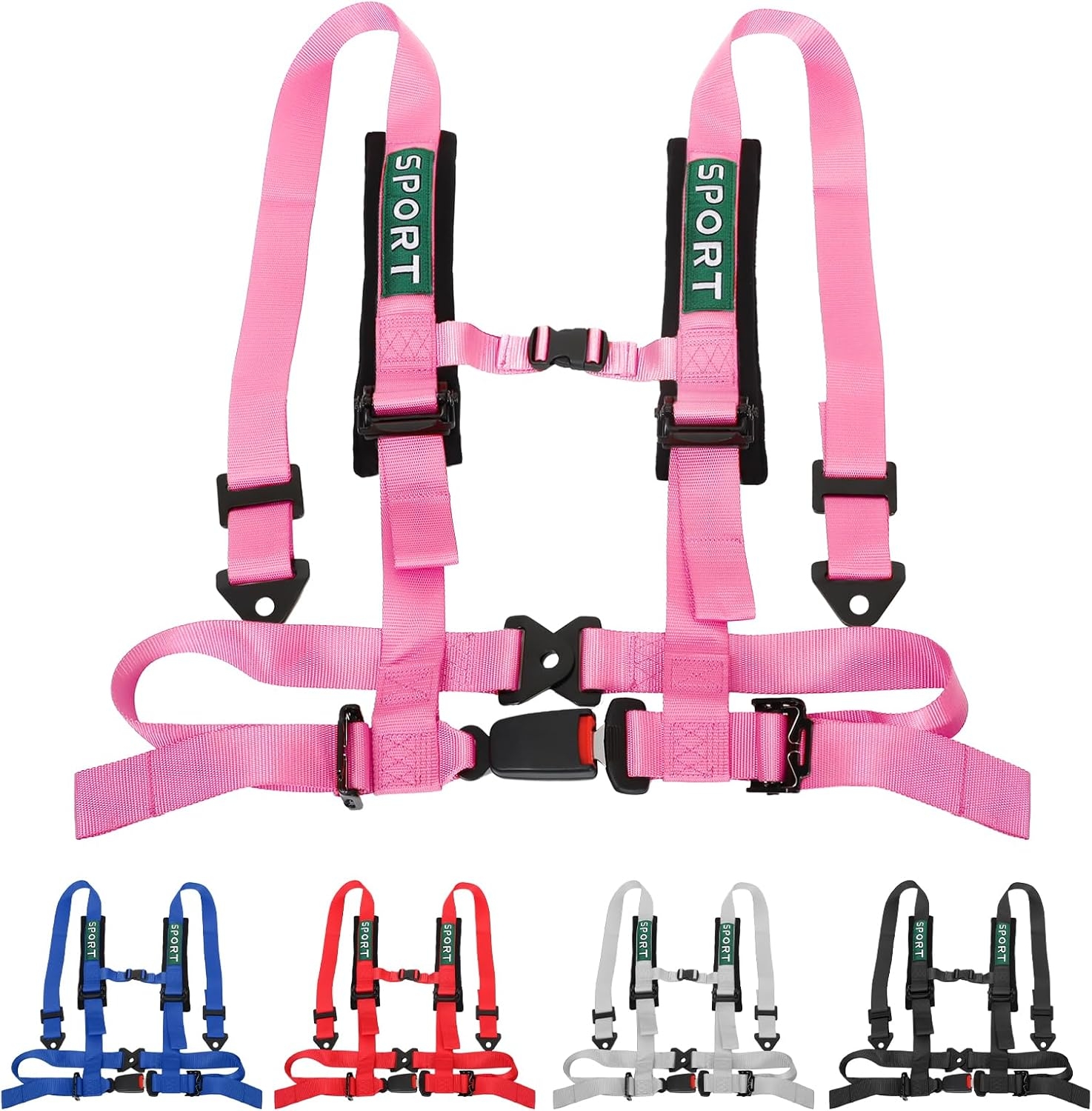 4 Point Bucket Racing Harness With Padding Heavy Duty Buckle Upgraded 2 Inch Black Straps UTV Harness 4 point Universal Adjustable for Adults Easy Install (Black) - Image 9