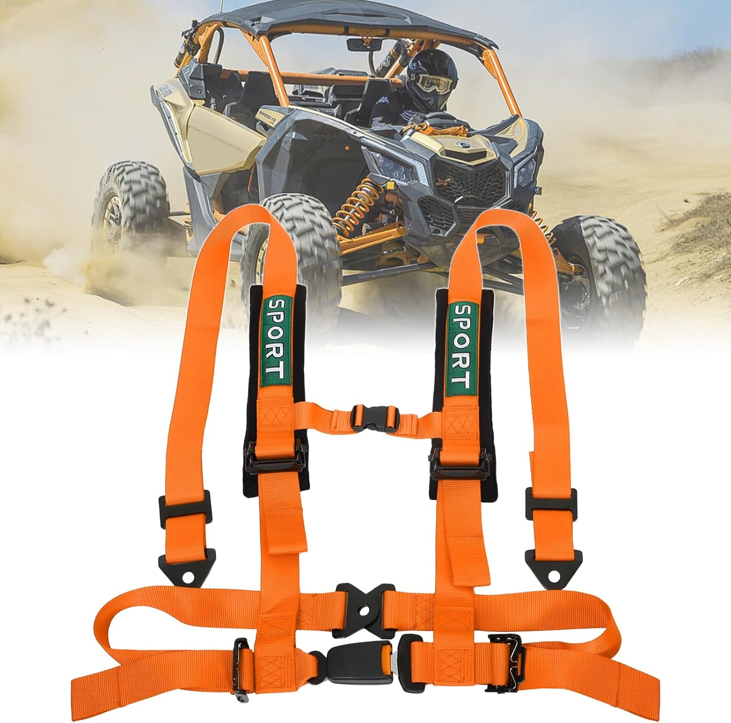 4 Point Bucket Racing Harness With Padding Heavy Duty Buckle Upgraded 2 Inch Black Straps UTV Harness 4 point Universal Adjustable for Adults Easy Install (Black) - Image 10