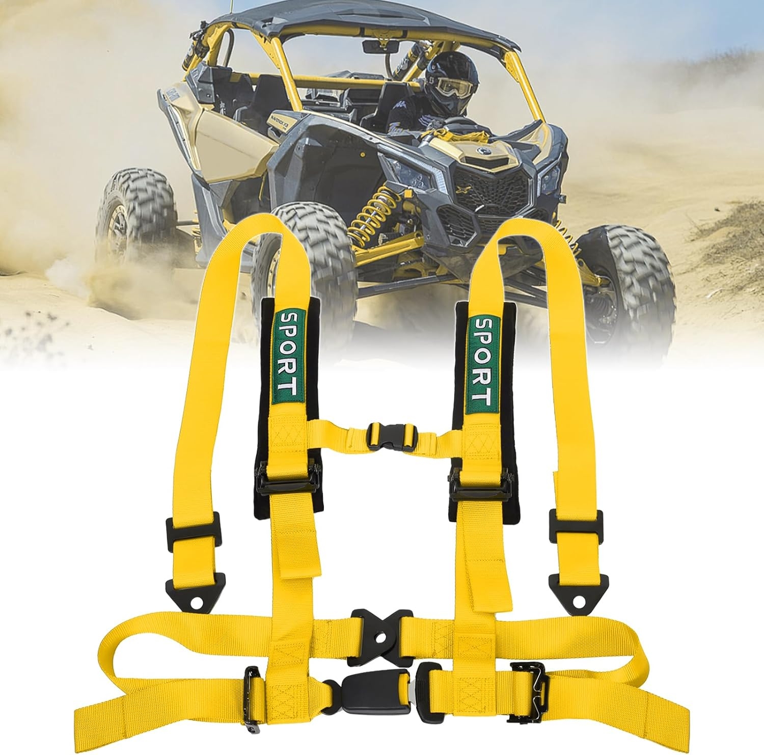 4 Point Bucket Racing Harness With Padding Heavy Duty Buckle Upgraded 2 Inch Black Straps UTV Harness 4 point Universal Adjustable for Adults Easy Install (Black) - Image 12