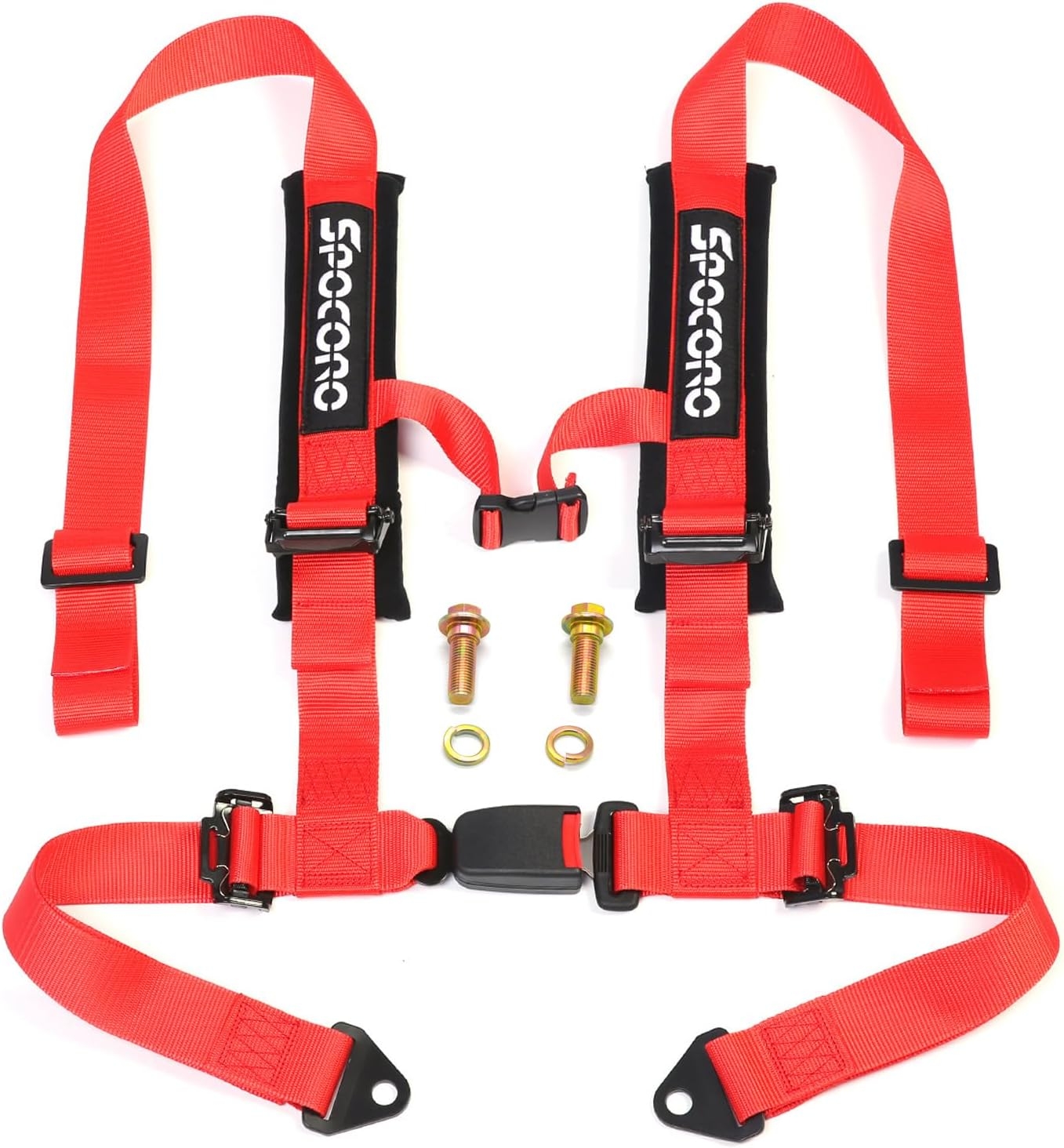 4 Point Racing Harness with Ultra Soft Heavy-Duty Shoulder Pads, 2-Inch Nylon Webbing Buckle Release, Black - Image 2