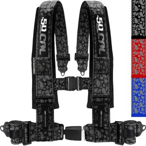 1pc Bandana Black 4 Point Harness for Bucket Seat, Quick Release, 7 Style Harnesses, Racing Harness 4 point Race Car Off Road UTV RZR [6076]